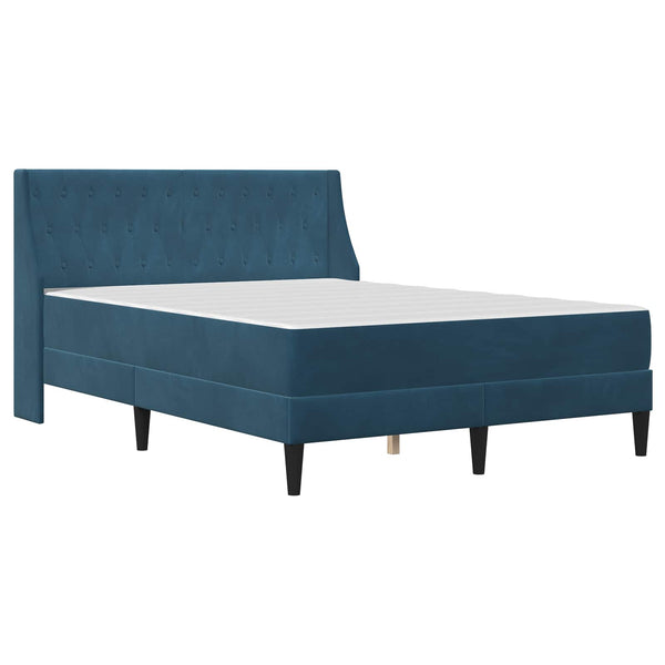 Bettgestell mit Matratze Blau Samt 120x190 cm