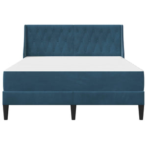 Bettgestell mit Matratze Blau Samt 120x190 cm
