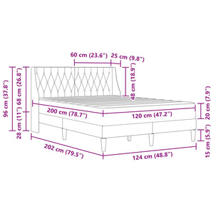 Bettgestell mit Matratze Dunkelgrau Samt 120x200 cm