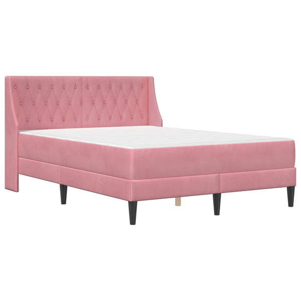 Bettgestell mit Matratze Rosa Samt 120x200 cm