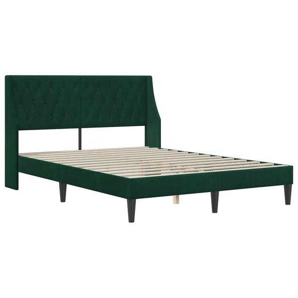 Dunkelgrünes Samtbett mit Matratze 140x190 cm