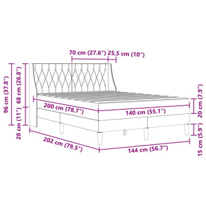 Bettgestell mit Matratze Blau Samt 140x200 cm