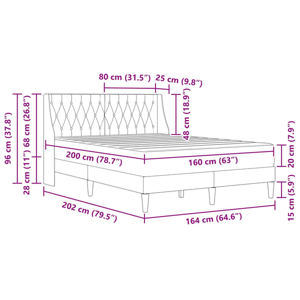 Bettgestell mit Matratze Dunkelgrau Samt 160x200 cm