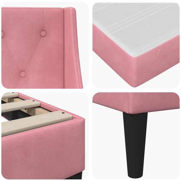 Bettgestell mit Matratze Rosa Samt 160x200 cm