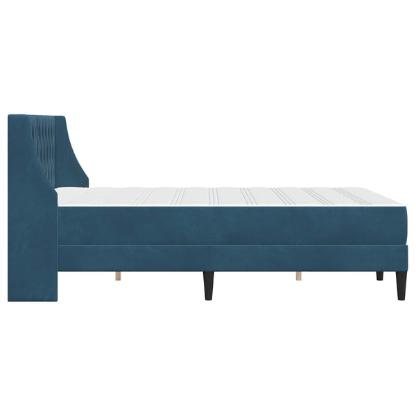 Bettgestell mit Matratze Blau Samt 160x200 cm