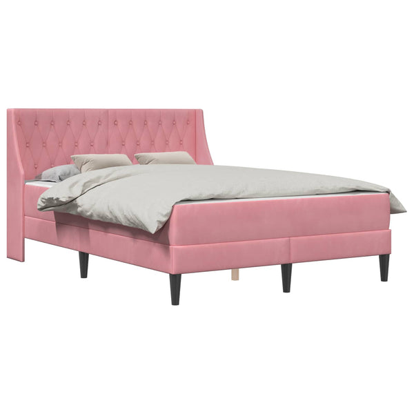 Rosa Samt Bettgestell mit Matratze 180x200 cm