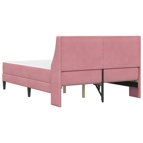 Rosa Samt Bettgestell mit Matratze 180x200 cm