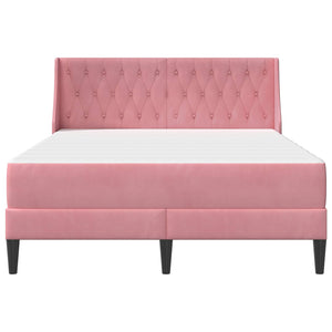 Rosa Samt Bettgestell mit Matratze 180x200 cm