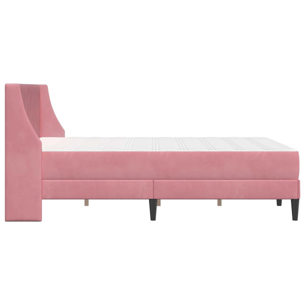Rosa Samt Bettgestell mit Matratze 180x200 cm