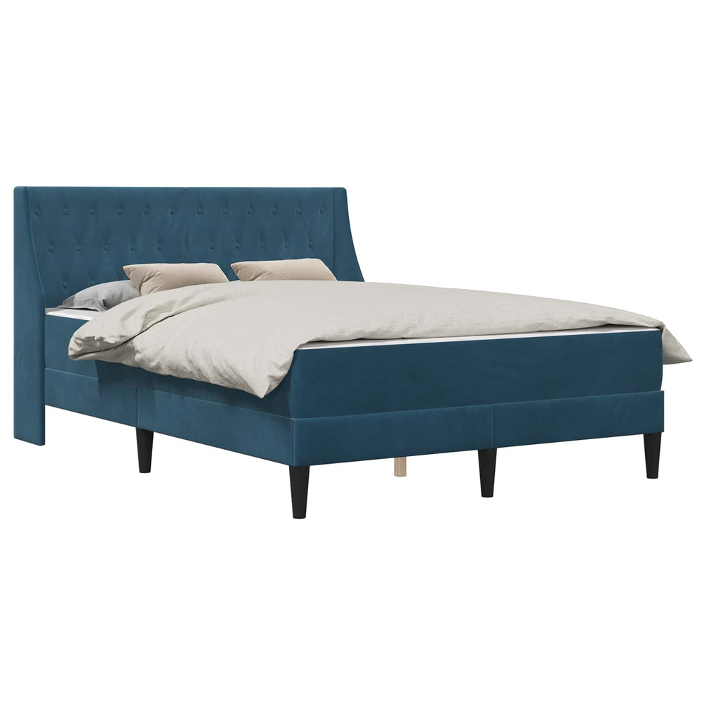 vidaXL Bed Frame with Mattress Blue 180 x 200 cm Velvet