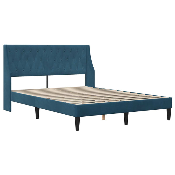 Bettgestell mit Matratze Blau Samt 180x200 cm