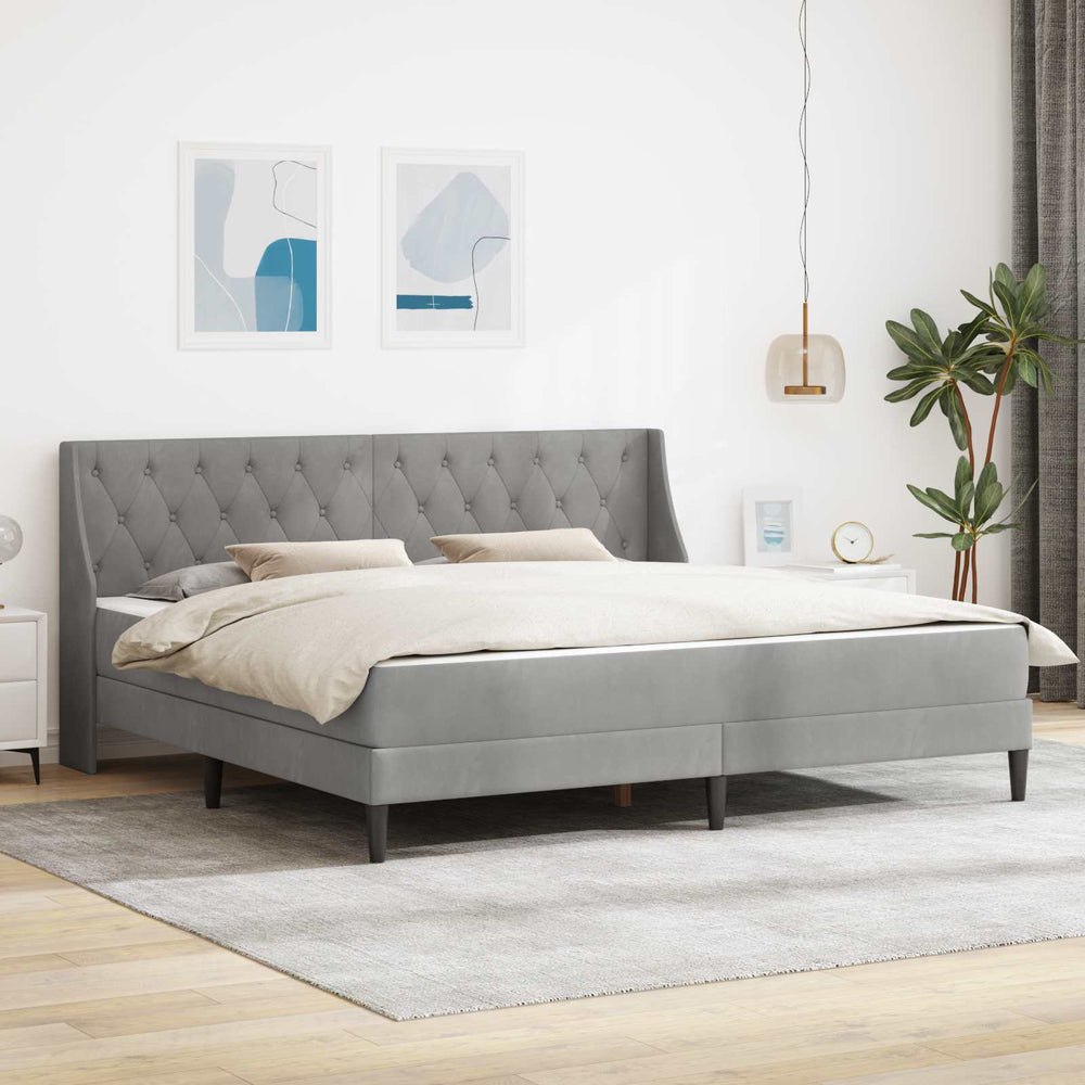 vidaXL Cadre de lit avec matelas Gris clair 200 x 200 cm Velours