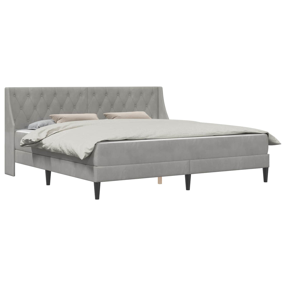 vidaXL Cadre de lit avec matelas Gris clair 200 x 200 cm Velours