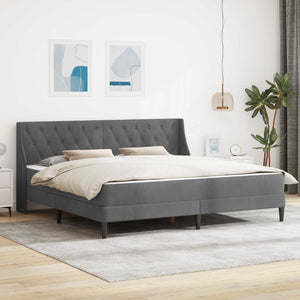 Dunkelgraues Samt-Bettgestell mit Matratze 200x200 cm