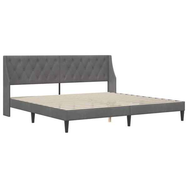 Dunkelgraues Samt-Bettgestell mit Matratze 200x200 cm