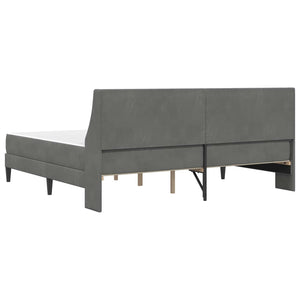 Dunkelgraues Samt-Bettgestell mit Matratze 200x200 cm