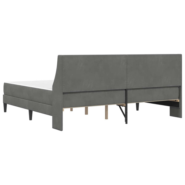 Dunkelgraues Samt-Bettgestell mit Matratze 200x200 cm