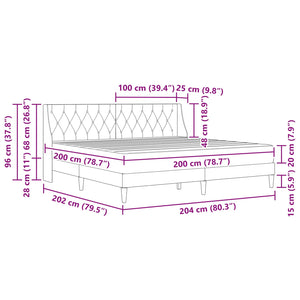 Dunkelgraues Samt-Bettgestell mit Matratze 200x200 cm