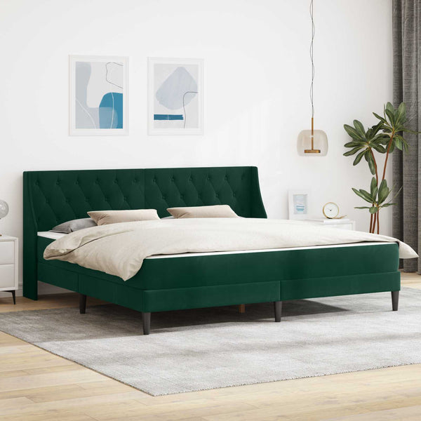 Bettgestell mit Matratze Dunkelgrün 200x200 cm