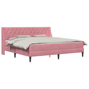 Rosa Samt Bettgestell mit Matratze 200x200 cm