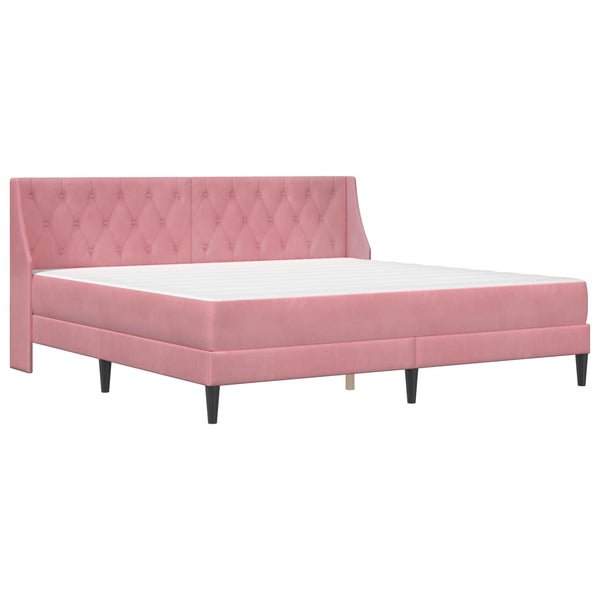 Rosa Samt Bettgestell mit Matratze 200x200 cm