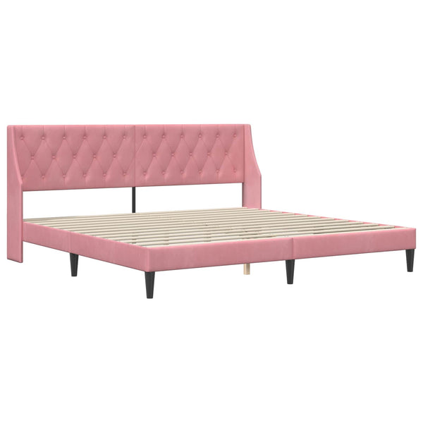 Rosa Samt Bettgestell mit Matratze 200x200 cm