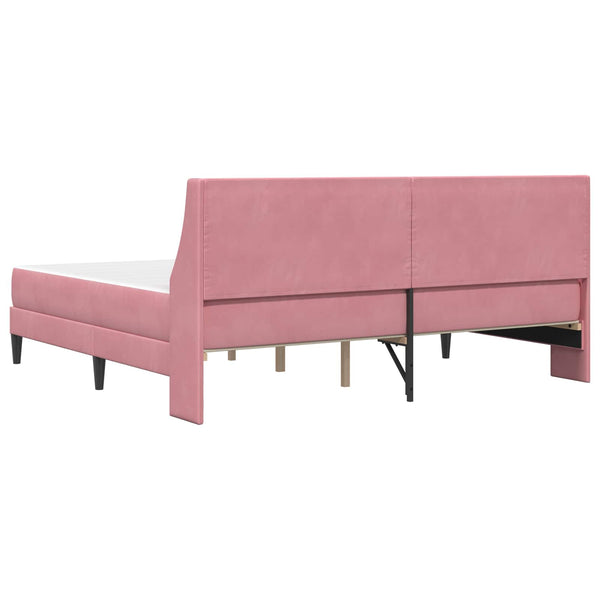 Rosa Samt Bettgestell mit Matratze 200x200 cm