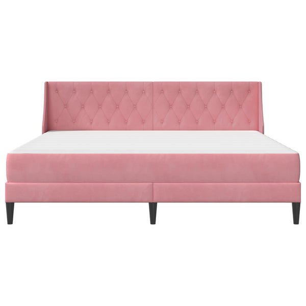 Rosa Samt Bettgestell mit Matratze 200x200 cm