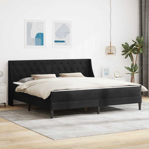 Bettgestell mit Matratze Samt Schwarz 200x200 cm
