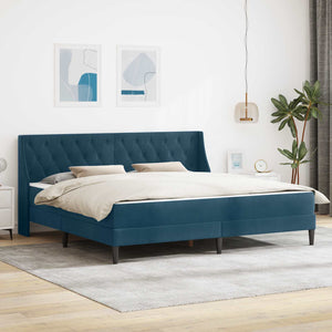 Bettgestell mit Matratze Blau 200x200 cm Samt