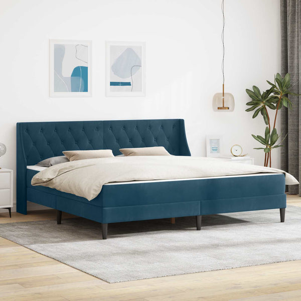 Bettgestell mit Matratze Blau 200x200 cm Samt