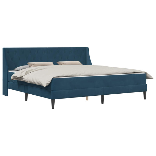 Bettgestell mit Matratze Blau 200x200 cm Samt
