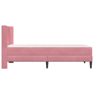 Rosa Samt Bett mit Matratze 80x200 cm