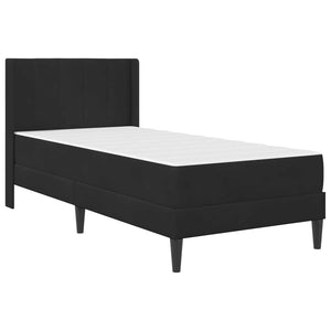Schwarzes Samt Bett mit Matratze 80x200 cm