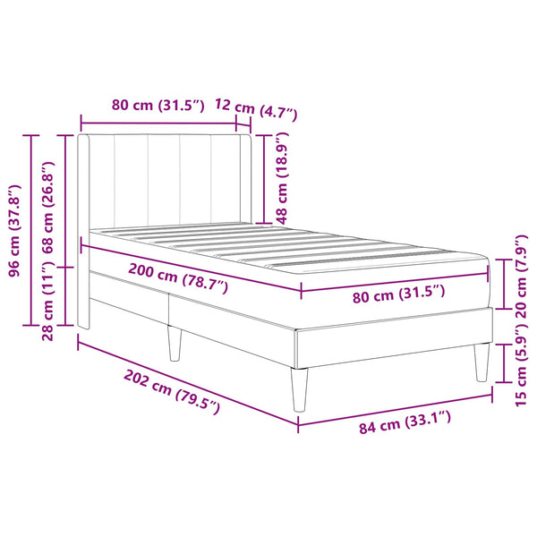 Bettgestell mit Matratze Blau 80x200 cm Samt