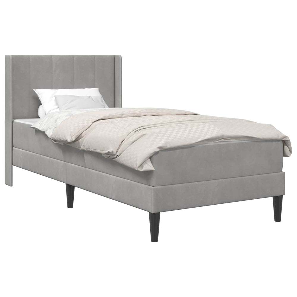 vidaXL Cadre de lit avec matelas et tête de lit Gris clair 90 x 190 cm Velours