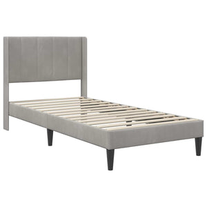 Bettgestell mit Matratze Hellgrau Samt 90x190 cm