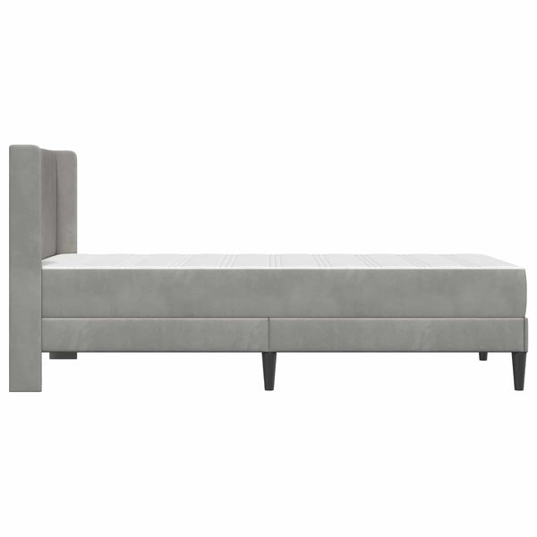 Bettgestell mit Matratze Hellgrau Samt 90x190 cm