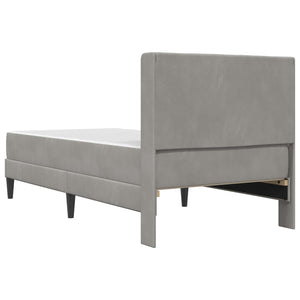 Hellgraues Samt Bett mit Matratze 90x200 cm