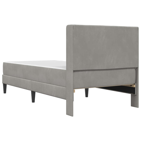 Hellgraues Samt Bett mit Matratze 90x200 cm