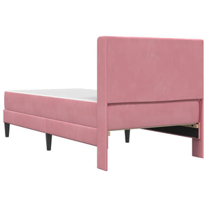Rosa Samt Bett mit Matratze 90x200 cm