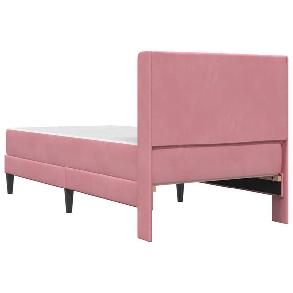 Rosa Samt Bett mit Matratze 90x200 cm