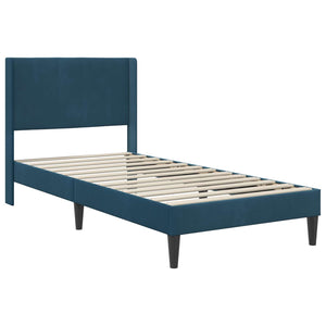 Bettgestell mit Matratze Blau Samt 90x200