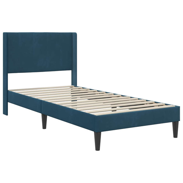 Bettgestell mit Matratze Blau Samt 90x200