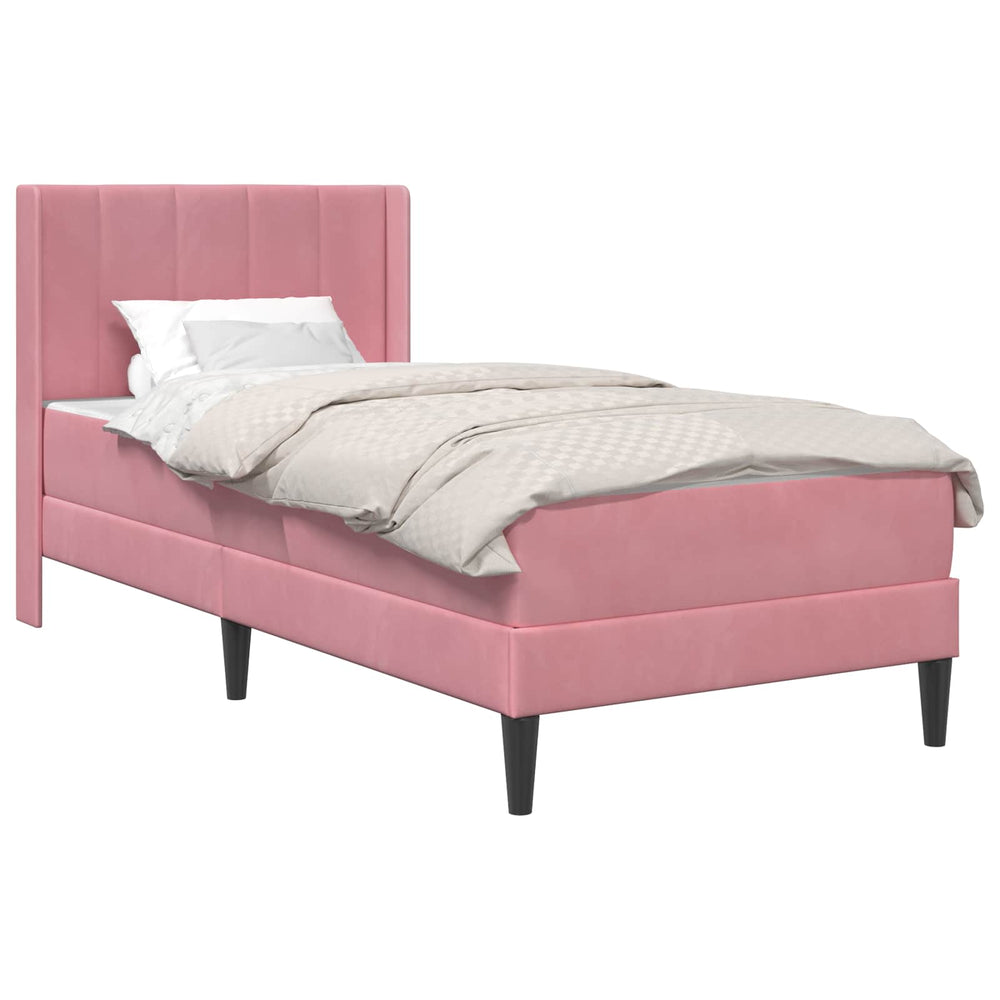 Rosa Samt Bett mit Matratze 100x200