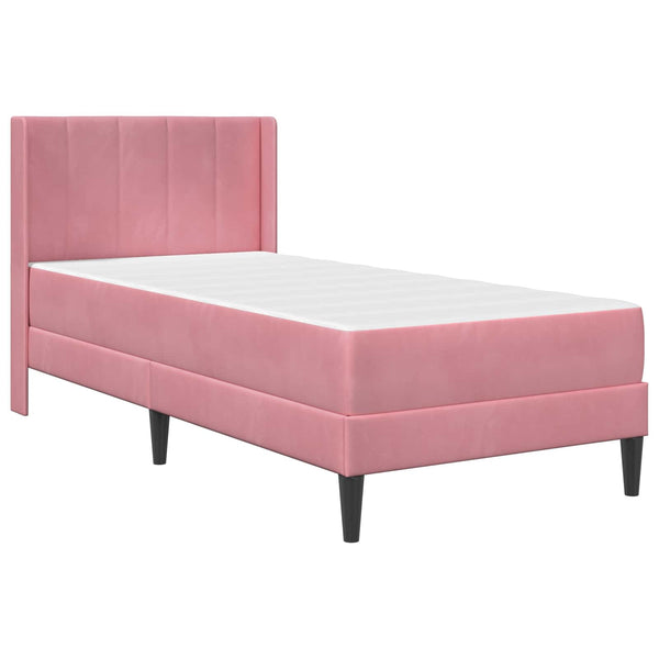 Rosa Samt Bett mit Matratze 100x200