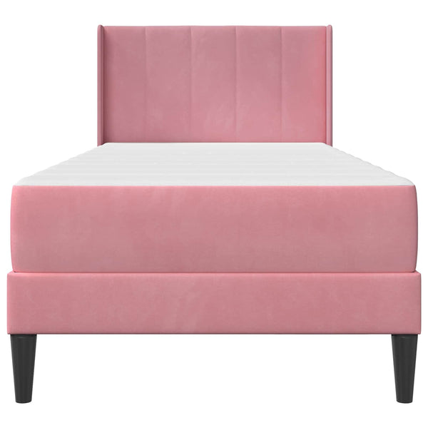 Rosa Samt Bett mit Matratze 100x200