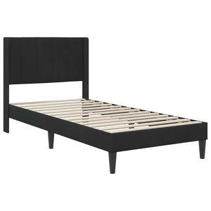 Schwarzes Samt Bettgestell mit Matratze 100x200 cm