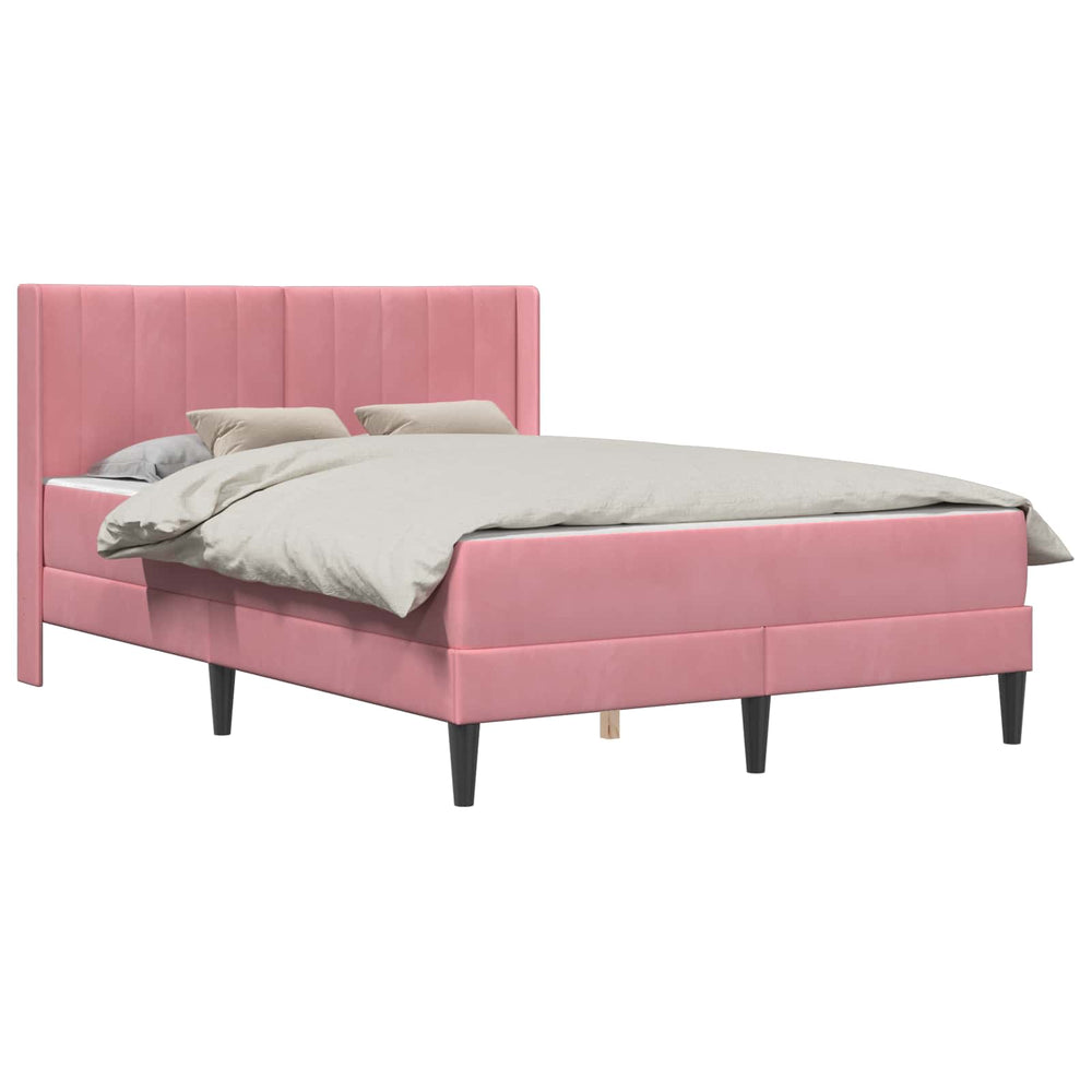 Rosa Samt Bett mit Matratze 120x200 cm