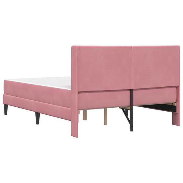 Rosa Samt Bett mit Matratze 120x200 cm